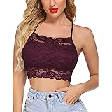 Dobreva Women S Lace Bralette Padded Underwire Bra High Neck Bustier Crop Top At Amazon Women S Clothing Store