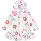 Mubineo Toddler Girl Long Sleeve Swimsuit Cute Beach Dress Floral Cover Ups Ruffle Bathing Suit Cover Up Kids Swimwear