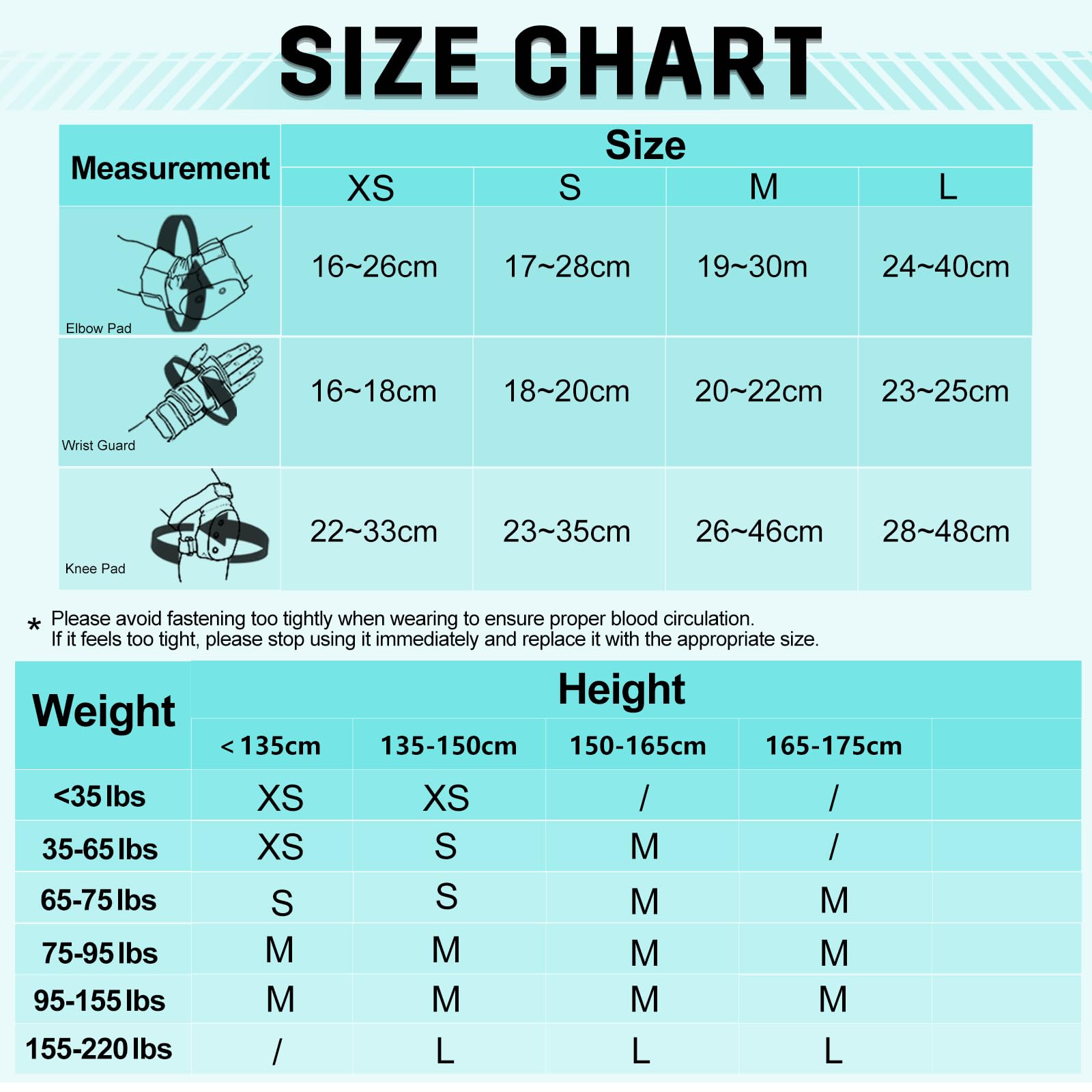 Forzueby Adult/Kids Knee Pads Elbow Pads Wrist Guards 6 in 1 Protective Gear Set for Inline Roller Skating Skateboarding Scooter BMX etc.