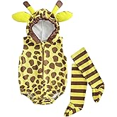 Frietlebird Newborn Baby Girl Boy Halloween Outfit Giraffe Costume Sleeveless Hooded Romper Socks Infant Halloween Costumes