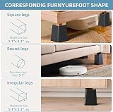 USICION Bed Risers 4 pcs 8 inch Heavy Duty Up to 5000-6000 lb Black view 4