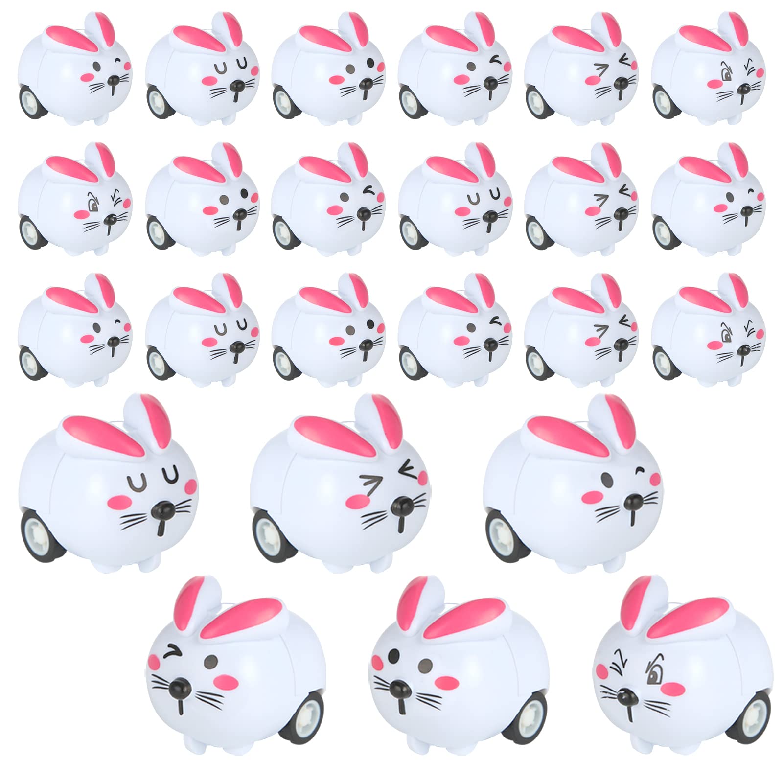 3 Otters 24PCS Easter Basket Stuffers for Toddler, Pull Bunny Back Cars for Kids, Easter Party Favors Classroom Prizes Birthday Gifts Pinata Fillers Kids Girls Boys