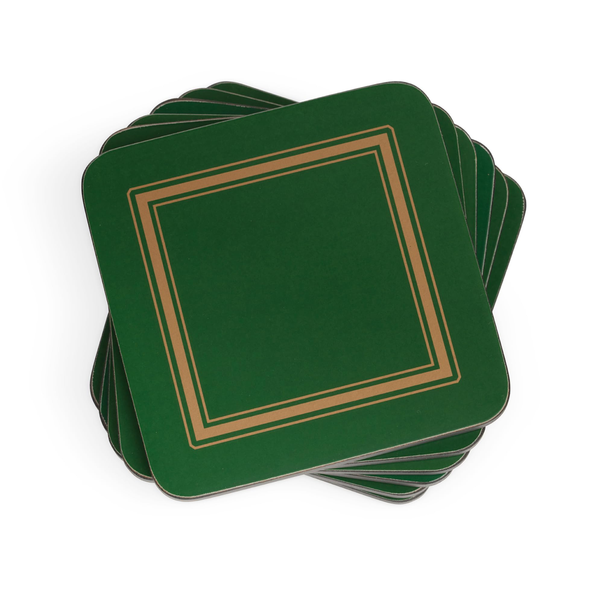 Pimpernel Set of 6 Coasters - Classic Emerald Color, Cork-Backed Drink Coasters with Heat Resistance and Stain Protection, Perfect for Tea, Coffee, and Everyday Use, 10.5 x 10.5cm