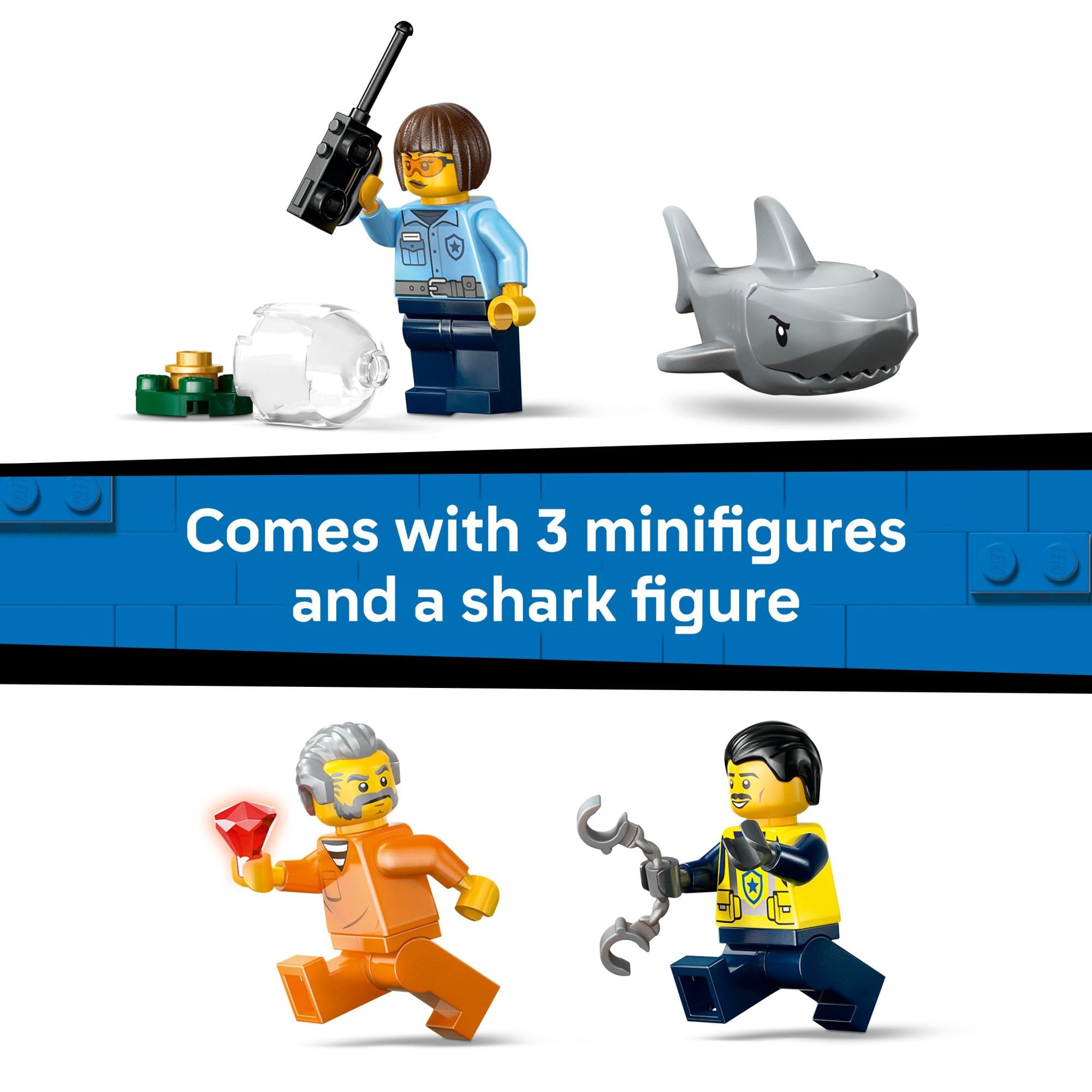 LEGO City Police Boat Chase Building Toy for Kids - Pretend Play Set for Boys & Girls, Ages 6+ - Building Blocks W/ 2 Floating Boat Toys for Playtime & Bath Time - Gift Idea for Birthdays- 60456