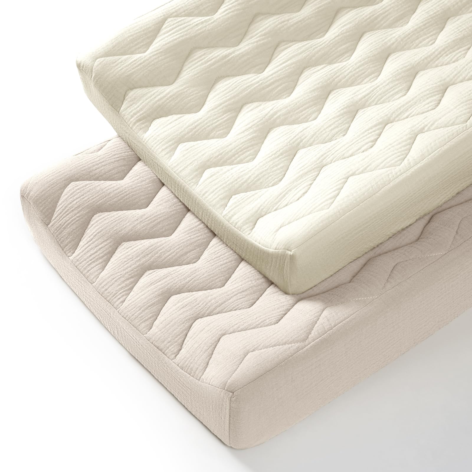 Photo 1 of lulumoon Muslin Changing Pad Cover: Baby Cotton Quilted Changing Table Cover - Soft Changing Pad Sheets for Boys Girls