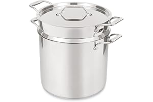 All-Clad Simply Strain Stainless Steel Stockpot, Multipot with Insert & Lid, 16 Quart Induction Oven Broiler Safe 600F, Strai