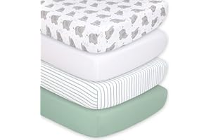 The Peanutshell 4-Pack Fitted Crib Sheet Set - Super Soft & Breathable Baby Girl or Boy Crib Sheets, Nursery Decor, Fit for Standard Mattress Cover- Elephant