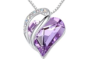 LEAFAEL Necklaces for Women, Infinity Love Birthstone Heart Crystal Pendant, Birthday Jewelry Gifts for Her, Mom, and Wife, Silver Plated, 18 plus 2 inch Adjustable Chain