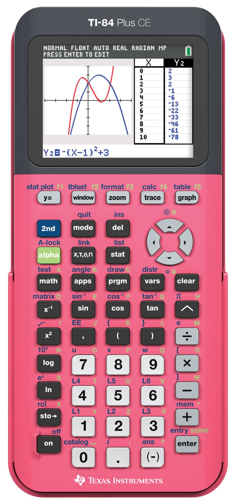 Texas Instruments TI-84 Plus CE Graphing Calculator, Count on Coral by Texas Instruments