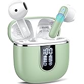 Wireless Earbuds, Bluetooth 5.4 Headphones with 3D Bass Stereo, Bluetooth Earbuds with 4 ENC Noise Cancelling Mic, 40H Ultralight In-Ear Buds USB-C LED, IP7 Waterproof Earphones for Android iOS, Green