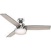 Hunter 52 inch Indoor Ceiling Fan with LED Light and Remote Control - Standard Mount Ceiling Fan, 3 Blades, For Bedroom, Livi