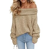 Saodimallsu Womens Off The Shoulder Sweaters Oversized Long Sleeve Loose Ribbed Knit Fall Trendy Pullover Tops