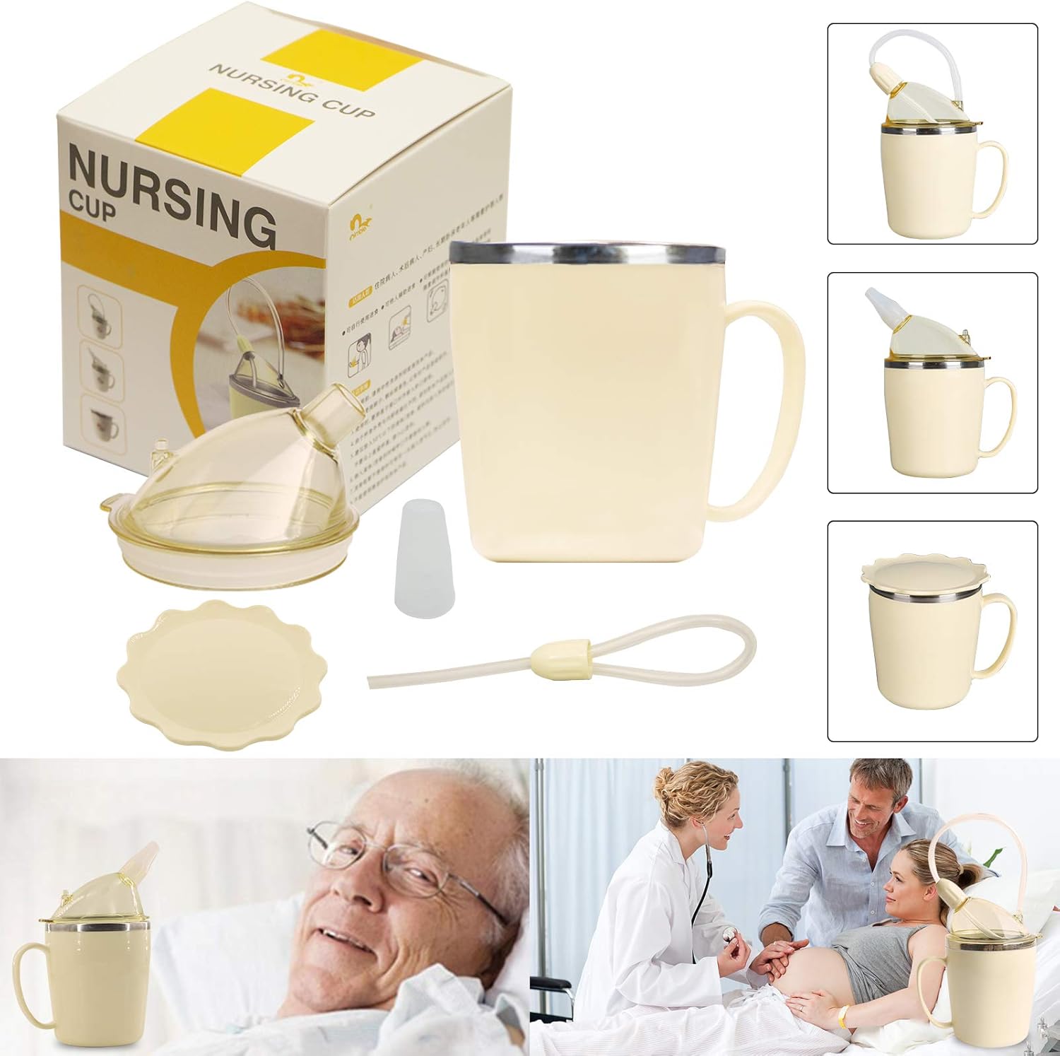 KIKIGOAL Convalescent Feeding Cup, Drinking Cup with Straw for Disabled