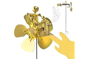 KojinTora Handmade Metal Drummer Windmill Wind Spinner - Rock Band Percussionist Music Figurine - Wind-Powered Kinetic Windmills Spinners Sculpture - Outdoor Decor for Yard Lawn Garden Patio