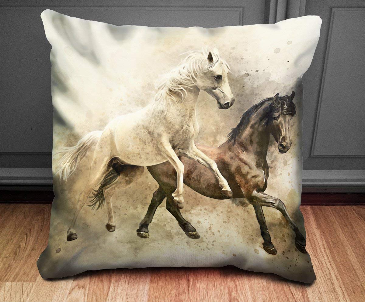 Horse Pillow FILLED CUSHION Rustic Home Decor Faux Suede Throw