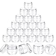 Boao 50 Pieces Empty Clear Plastic Pot Jars with Lids Round Sample Containers Mini Travel Jars for Storage of Ear Studs Ear Ring(30 ml/30g)