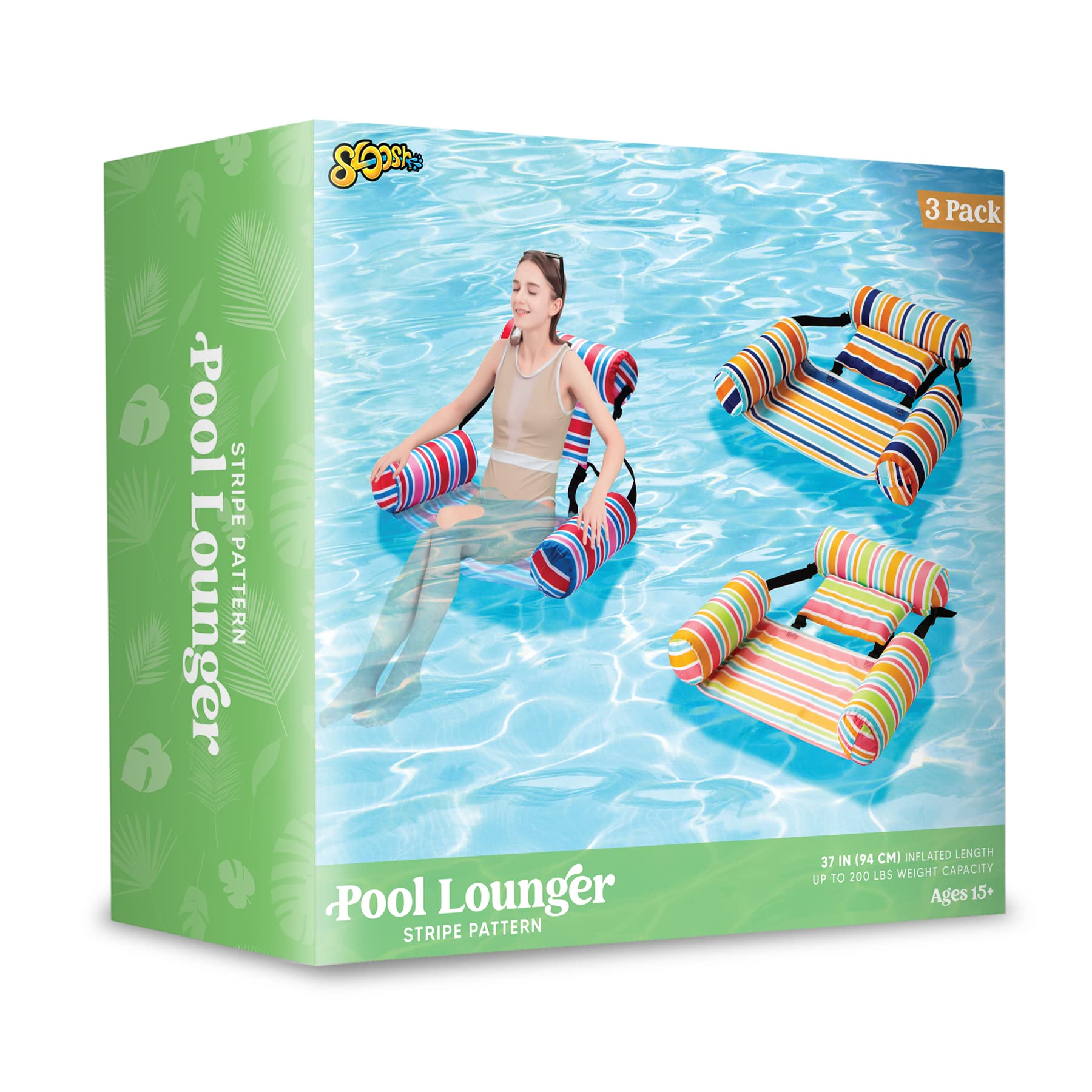 SLOOSH Pool Floats Chairs Adult, 3 Packs Inflatable Lounge Chairs,Blow up Pool Noodles Floats for Adults,Water Floating for Beach Party Summer Water Fun
