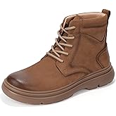 AFrown Mens Chukka Boots, Genuine Leather Comfortable Ankle Boots, Lace up Oxford Rubber Casual Boots for Men