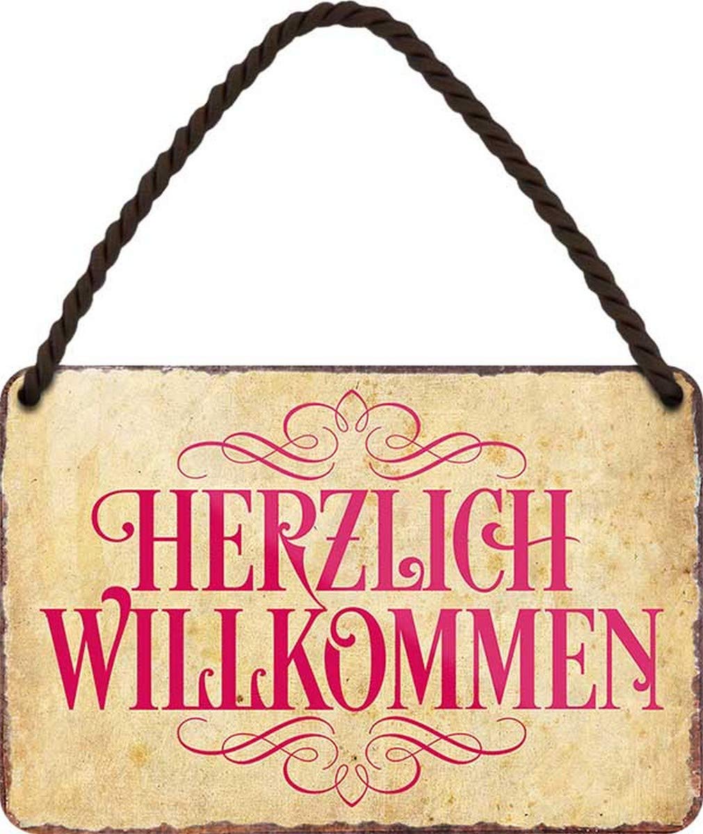 HS271 Tin Sign with German Text "Herzlich Willkommen" (""Herzlich Willkommen") [German Language]