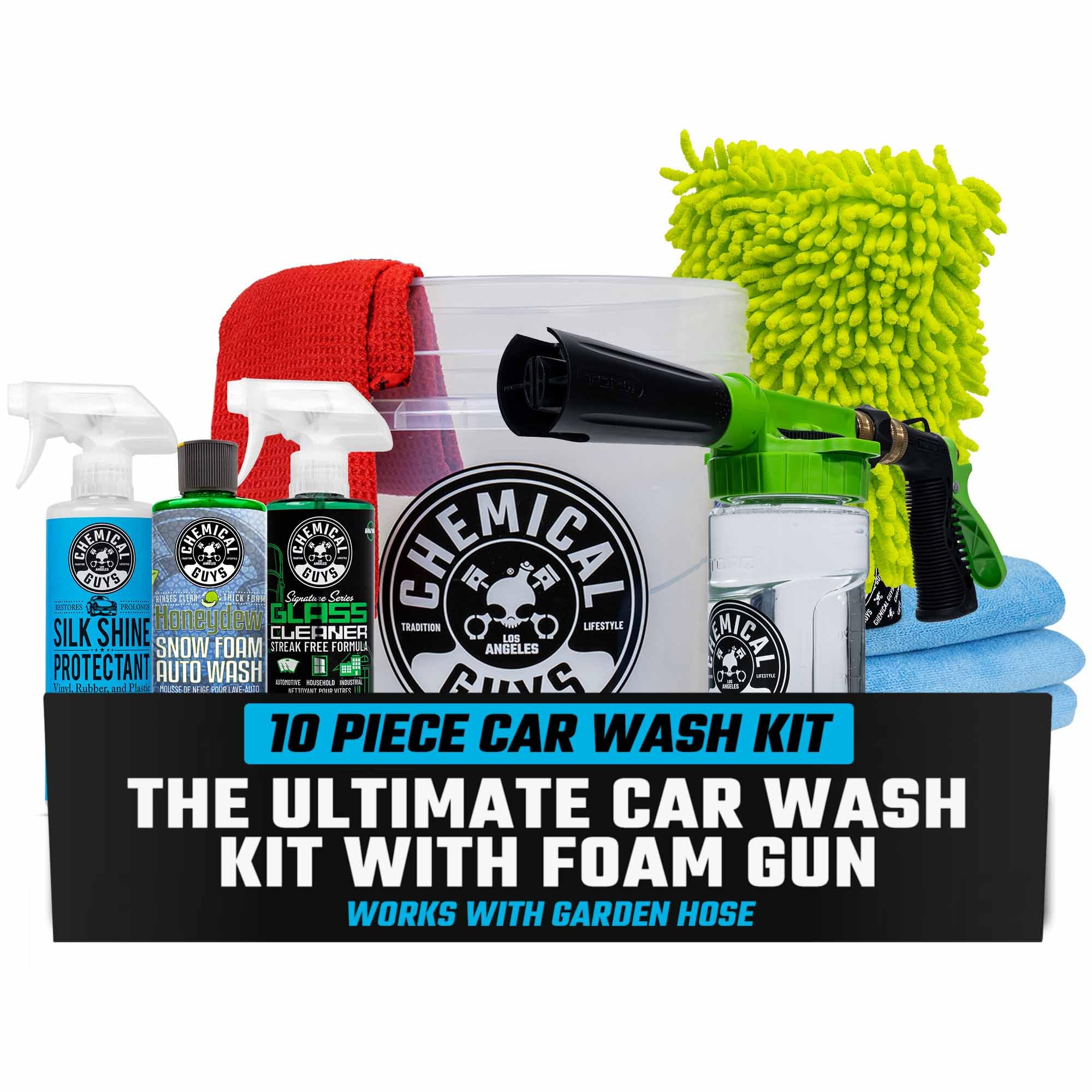Photo 1 of Chemical Guys 10-Piece Arsenal Builder Car Wash Kit with Foam Gun, Bucket, and 3 - 16 fl oz Car Care Products & Chemicals - Works with Garden Hose for Trucks, SUVs, Motorcycles, and More
