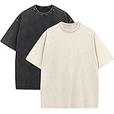 KEEPSHOWING Mens Oversized T Shirts Acid Wash Loose Fit Vintage Washed Tee Shirt Short Sleeve Streetwear Casual T-Shirts
