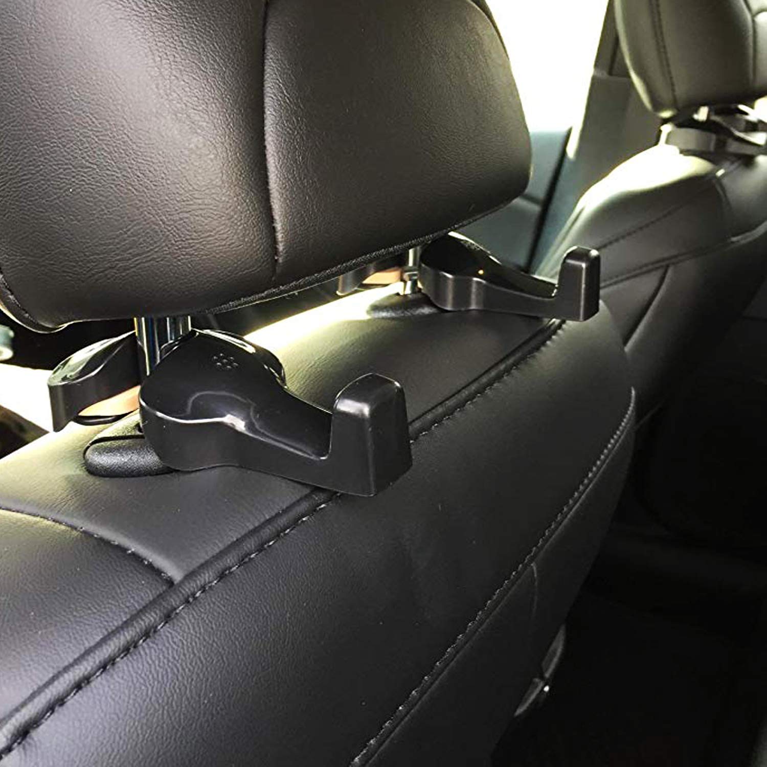 EldHus 4 Pack Black Car Trunk Vehicle Back Seat Headrest Hanger Holder Hook for Bag Purse Cloth Grocery