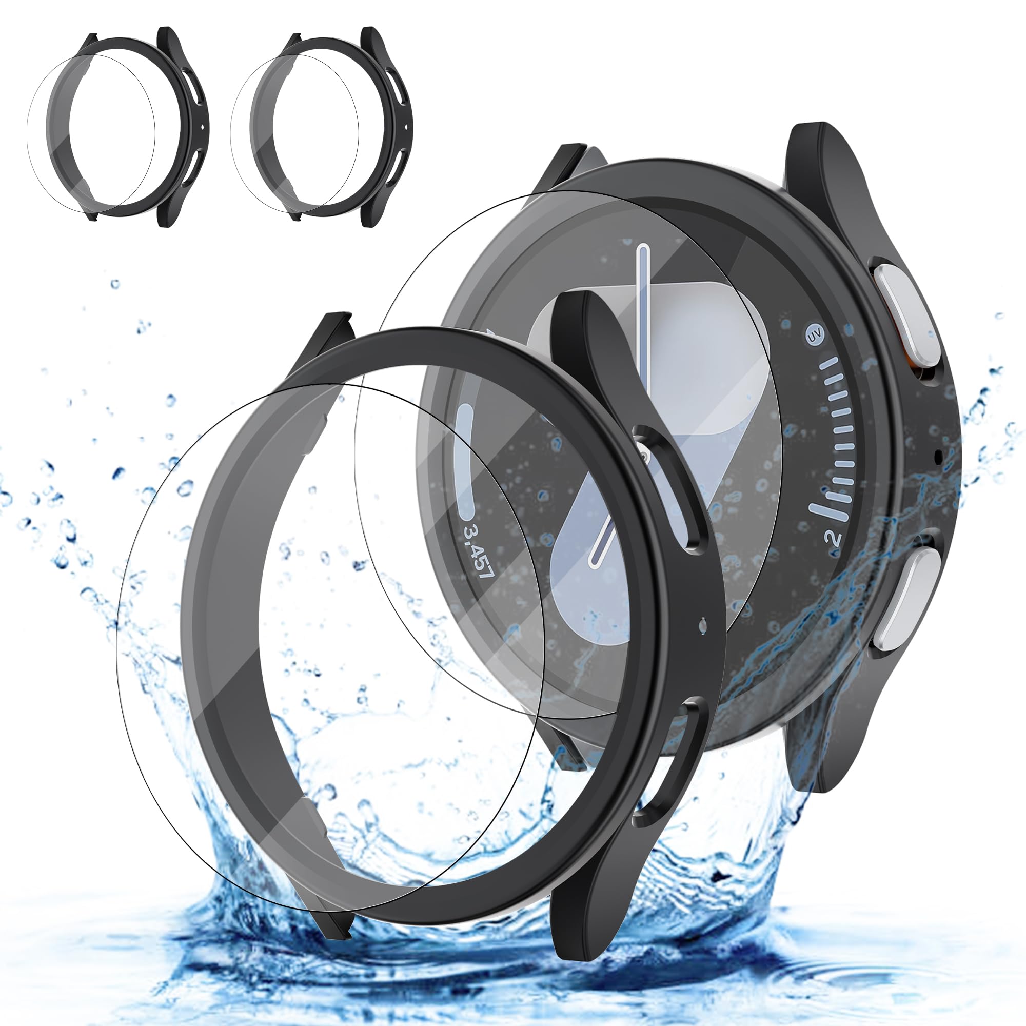 Photo 1 of [2+2] Pack for Samsung Galaxy Watch 6 Classic Screen Protector Case 47mm Accessories for Women Men, Hard PC Bumper/HD Anti-Fog Tempered Glass Protective Film, Face Cover Set, Waterproof