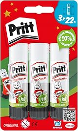 Pritt Glue Stick 22g Pack of 3 Child Friendly Craft School Office Supplies