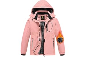 MoFiz Girls Ski Jacket Waterproof Fleece Lined Snowboard Jacket Warm Winter Snow Coats with Removable Hood