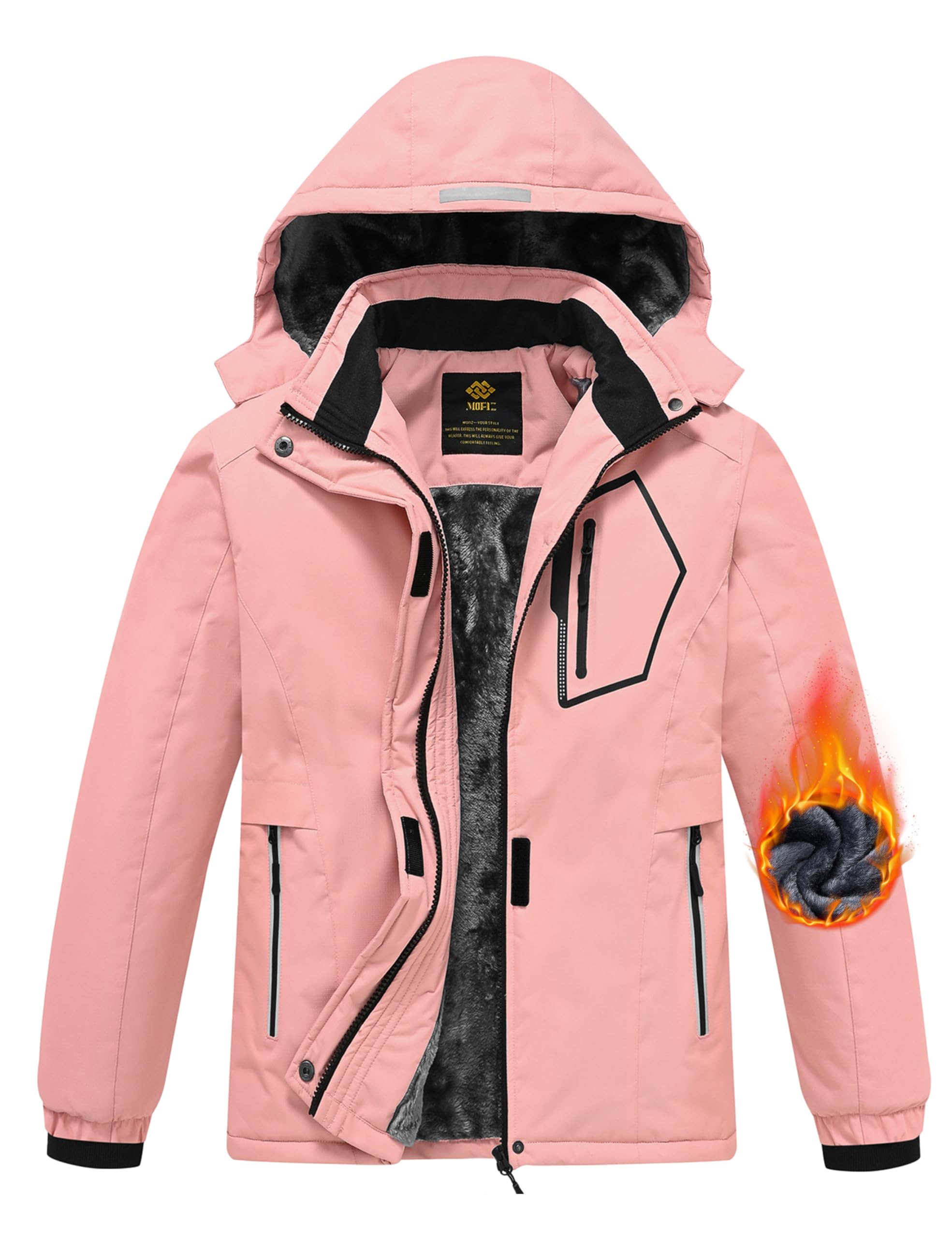 MoFiz Girls Ski Jacket Waterproof Fleece Lined