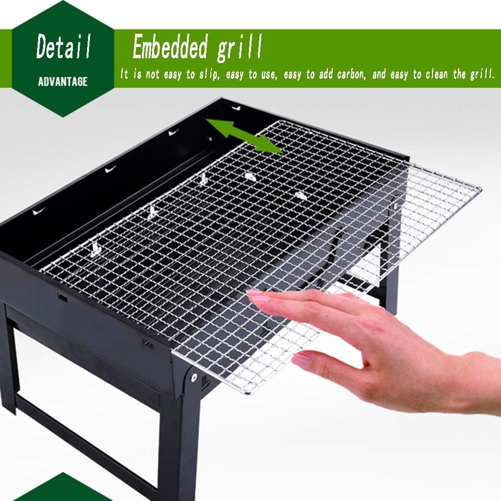 review XTFFI Outdoor Charcoal Grill, Electric Heating Tabletop Grill, Non-Stick Easy to Clean, Easy to Carry, with French Fries Basket, Drip Tray, for Parties, Family