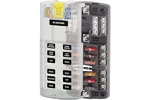 Blue Sea Systems 5032 ST Blade Fuse Block Dual 12 with Ground and Cover, 100 Amps