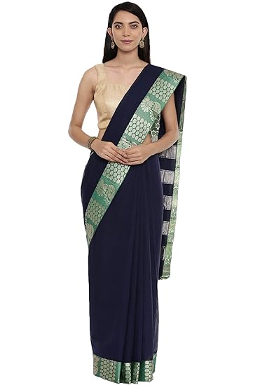 Womens Chettinad Pure Cotton Saree With Running Blouse (CCOPSC12379_Blue)