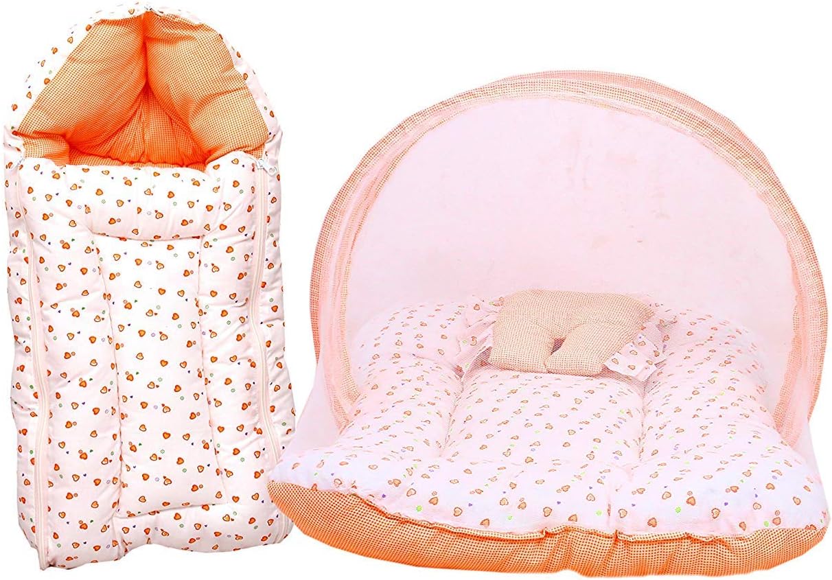 Baby Fly Toddylon Baby Sleeping Bag with Mosquito Net Bed for Baby (0-6 Months) (Orange Heart)