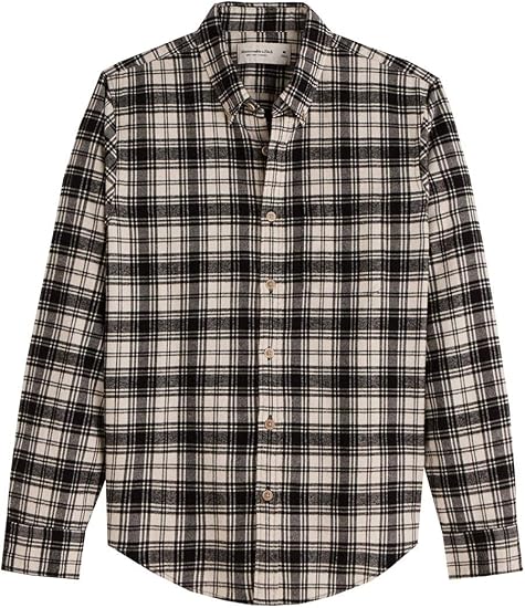 Amazon Abercrombie Fitch アバクロンビーアンドフィッチ アバクロ メンズ 長袖 フランネル シャツ ブラックチェック 並行輸入品 シャツ 通販