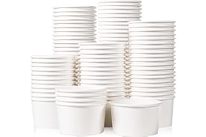 MATICAN Paper Ice Cream Cups - 100-Count 5.5-Oz Disposable Bowls for Desserts