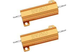 TiToeKi Resistor 50W 25 Ohm Aluminum Case Wirewound Screw Tap Chassis Mounted Load Resistors Adapters Compatible with Nest Hello Doorbell, Ring Doorbell (2 Pack)