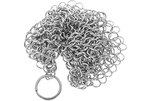 INOOMP Cast Iron Skillet Cleaner Stainless Steel Chain Link Scrubber 5-inch Pan Scrubbing Tool for BBQ