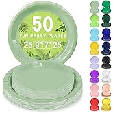 LANLISA 50 Sage Green Paper Plates Disposable, 25-9" & 25-7" Disposable Birthday Cake Dessert Plates For Baby Shower Party Supplies