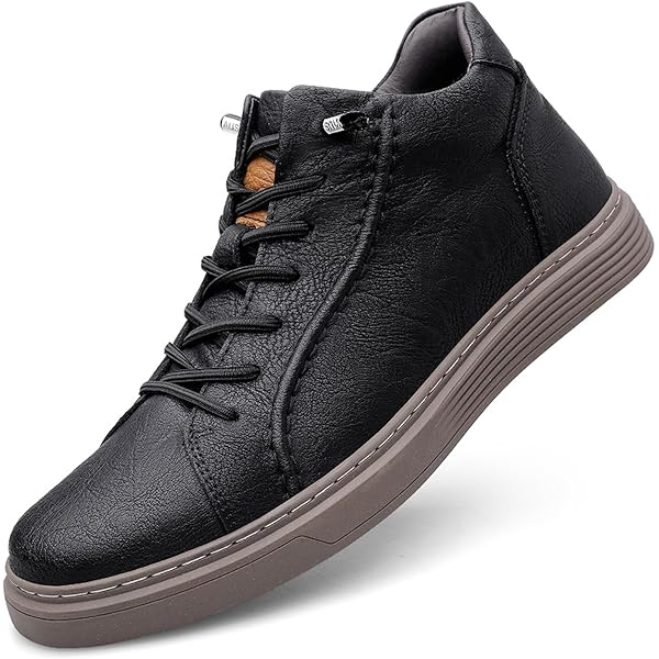 Amazon.com | Keilinia Men's Black Leather High Top Fashion Sneaker