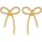 Gold Bow Stud Earrings for Women Statement Bow Stud Earrings