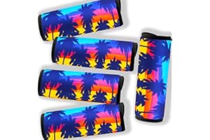 Gowraps 5 Pack Neoprene Luggage Handle Wraps Bright Luggage Tags/Identifiers/Marker/Grips Travel Accessories for Airplane/Flying/Luggage (Palm Tree)