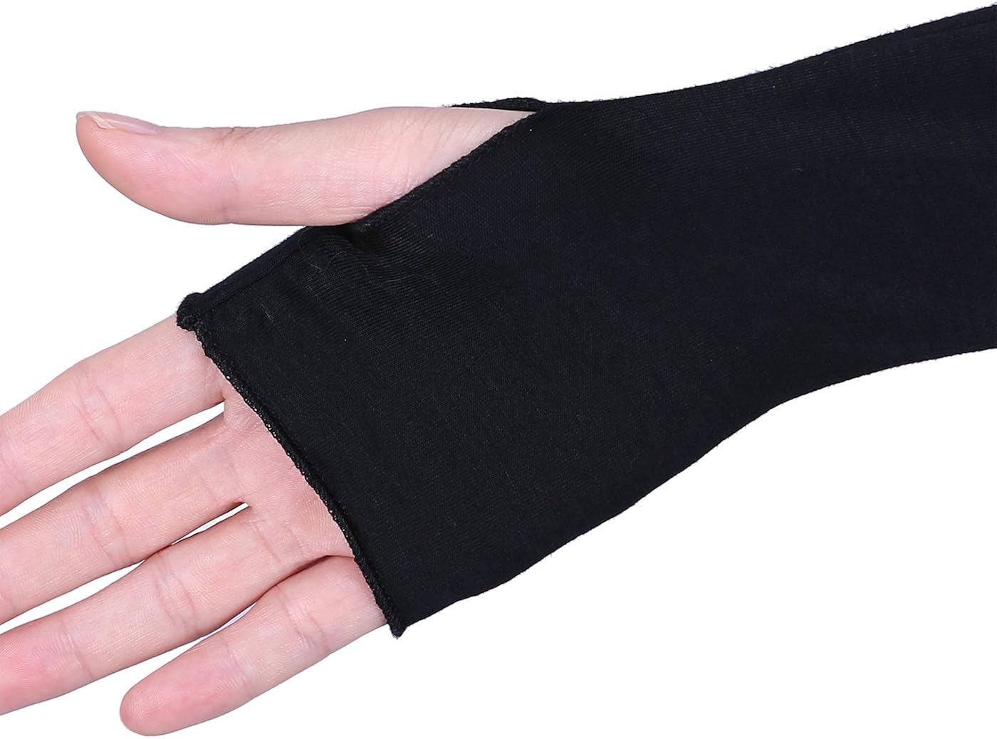 HDE Women Fingerless Long Gloves Thumbhole Arm Warmer Sleeve Elbow Length (Black) at  Women’s Clothing store