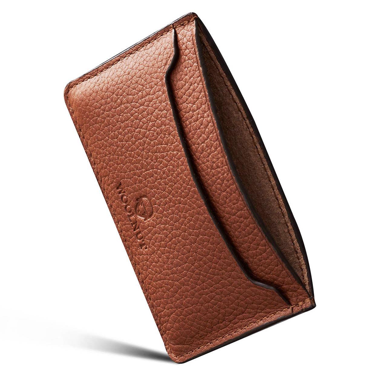 Woolnut Minimalistic Card Holder Wallet in Scandinavian Full Grain Leather - Cognac