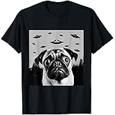 Alien UFO Funny Pug Dog Lover Men Women Kids T-Shirt