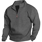 LINENNMAIN Mens Sweaters Pullover Sweater Casual Athletic Long Sleeve Quarter Zipper Stand Collar Sweatshirt