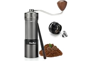 burrbuzz MB2 Manual Coffee Grinder, External Adjustment, 35g Large Capacity Burr Grinder, Magnetic Catch Cup Less Mess, Stainless Steel Burr Espresso Grinder Great Flavor in Pour Over, French Press
