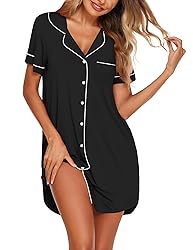Ekouaer Nightgown for Women Button Down Nightshirt