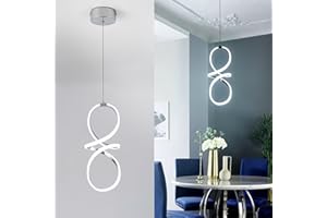 MAYNA Modern LED Pendant Lights Kitchen Island, Chrome Chandelier, 22W Adjustable Height Hanging Light Fixture for Kitchen Dining Room Bedroom Cafe Table, 1 Pack