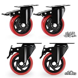 Caster Wheels, Heavy Duty 4 Inch Casters Set of